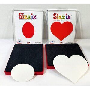 Sizzix Lot of 2 Red Die Cutter Heart #1 38-0800 Oval #2 38-0815 Provo Craft 4"